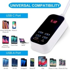 Több USB töltő PD 30W C típusú gyorstöltő Gyors fali töltők Tápadapter 3.0 Töltő UK EU US Plug Mobiltelefon töltő