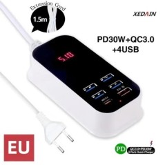 Több USB töltő PD 30W C típusú gyorstöltő Gyors fali töltők Tápadapter 3.0 Töltő UK EU US Plug Mobiltelefon töltő