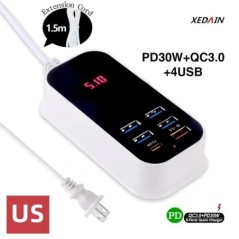 Több USB töltő PD 30W C típusú gyorstöltő Gyors fali töltők Tápadapter 3.0 Töltő UK EU US Plug Mobiltelefon töltő