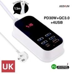 Több USB töltő PD 30W C típusú gyorstöltő Gyors fali töltők Tápadapter 3.0 Töltő UK EU US Plug Mobiltelefon töltő