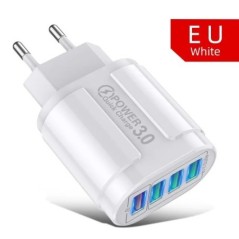 USLION 4 portos USB töltő Quick Charge 3.0 48W telefonadapter iPhone Xiaomi EU/KR/AU dugós hordozható fali mobil gyorstöltőhöz