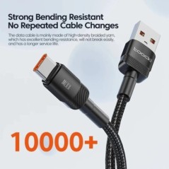 Toocki 100 W USB Type C kábel Xiaomi POCO Samsung Huawei OPPO 6A gyorstöltőhöz USB C adatkábel TypeC kábel F