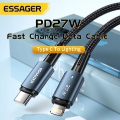 Essager USB C kábel IPhone 14 13 12 11 pro Max XS 20 W gyorstöltő kábelhez C típusú világítási dátum vezetékhez iPad Macbookhoz