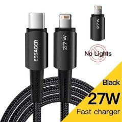 Essager USB C kábel IPhone 14 13 12 11 pro Max XS 20 W gyorstöltő kábelhez C típusú világítási dátum vezetékhez iPad Macbookhoz