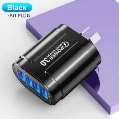 USLION 48W gyorstöltés, ausztrál szabványos csatlakozós USB töltő 4 portos QC 3.0 USB mobiltelefon utazási töltő univerzális ada