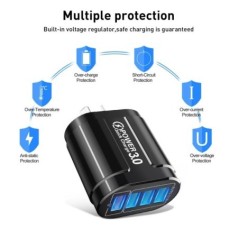 USLION 48W gyorstöltés, ausztrál szabványos csatlakozós USB töltő 4 portos QC 3.0 USB mobiltelefon utazási töltő univerzális ada