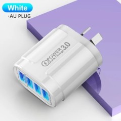 USLION 48W gyorstöltés, ausztrál szabványos csatlakozós USB töltő 4 portos QC 3.0 USB mobiltelefon utazási töltő univerzális ada