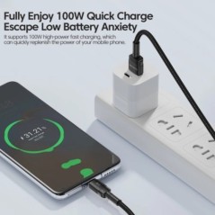 Toocki 100 W USB C kábel C típusú gyorstöltő vezeték Huawei P50 P40 P30 Pro Xiaomi Realme POCO 5A USB C adatkábel C típusú kábel