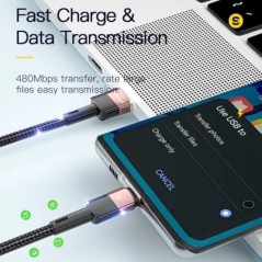 Essager 7A USB Type C kábel Realme Huawei P30 Pro 66W gyorstöltő vezetékes USB-C töltő adatkábel Samsung Oneplus Poco F3 készülé