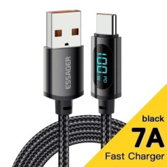 Essager 7A USB Type C kábel kijelző PD 100W gyorstöltő USB C adatkábel xiaomi poco Samsung Honor 70 Pro Oneplus töltőhöz