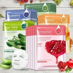 Skin Care Natural Fruit Plant Facial Mask Moisturizing Oil-Control Áfonya Uborka Gránátalma Gyümölcs Aloe Sheet Arcmaszk