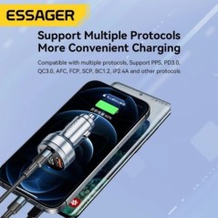 Essager 80W autós töltő USB Type C PD gyorstöltő telefon gyorstöltés iPhone 14 13 Huawei Xiaomi Samsung iPad laptop táblagéphez