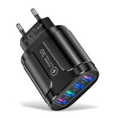 3.1A 4 portos USB utazási töltő Gyorstöltő QC 3.0 fali töltés iPhone 14 13 Samsung Xiaomi mobil EU dugós töltőadapterhez