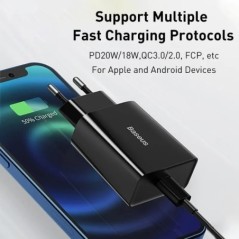 Baseus 20W Quick Charge QC 3.0 PD USB Type C gyorstöltő töltő iPhone 15 14 13 12 11 X Xiaomi Samsung Phone PD töltőhöz