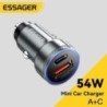 Essager 54W USB autós töltő 5A gyorstöltés QC 3.0 PD 3.0 SCP AFC USB Type C autós telefon töltő iPhone Huawei Samsung Xiaomi kés