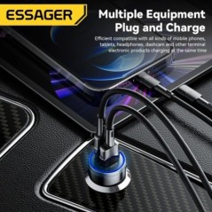 Essager 54W USB autós töltő 5A gyorstöltés QC 3.0 PD 3.0 SCP AFC USB Type C autós telefon töltő iPhone Huawei Samsung Xiaomi kés