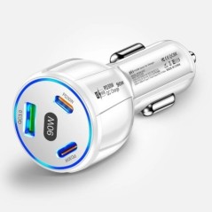 90W autós töltő USB Type C gyorstöltő tápadapter Quick Charge 3.0 iPhone 14 13 12 Xiaomi 13 Samsung autós telefon töltőhöz