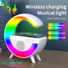 Többfunkciós RGB Light vezeték nélküli töltőállvány FM TF kártya USB Bluetooth hangszóró iPhone Xiaomi Samsung gyorstöltő állomá