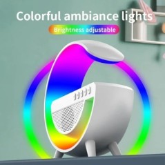 Többfunkciós RGB Light vezeték nélküli töltőállvány FM TF kártya USB Bluetooth hangszóró iPhone Xiaomi Samsung gyorstöltő állomá