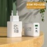 PD 65W GaN USB töltő Gyorstöltő C típusú mobiltelefon-adapter iPhone 15-höz Huawei Quick Charge 3.0 EU/US dugaszolható fali tölt