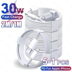 5-1db 30W-os gyorstöltő kábel Apple iPhone 13 12 11 14 Pro Max Mini USB C kábelhez X XR XS MAX 7 8 14 Plus 6 tartozékokhoz