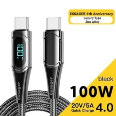 Essager USB Type C – USB C kábel 100W/5A PD gyorstöltő töltőkábel Macbookhoz Xiaomi Samsung Type-C USBC kábel 2M