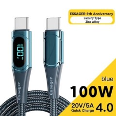 Essager USB Type C – USB C kábel 100W/5A PD gyorstöltő töltőkábel Macbookhoz Xiaomi Samsung Type-C USBC kábel 2M