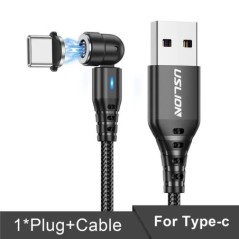 USLION 540 Rotate 5A mágneses kábel Gyorstöltő Micro USB Type C kábel iPhone Xiaomi mágneses töltő vezetékes kábel USB kábel