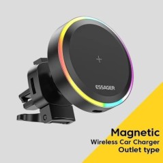 Essager RGB mágneses autós telefontartó Qi 15W vezeték nélküli töltő autó iPhone 14 13 Pro Max telefonhoz Samsung telefontartó á