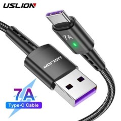 USLION 7A gyors USB C kábel C típusú kábel Gyorstöltő adatkábel vezeték MacBook Xiaomi Samsung USB C - USB C kábel Huaweihez