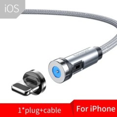 Essager 540 forgó mágneses kábel gyorstöltő mágneses töltő Micro USB Type C kábel mobiltelefon vezetékes kábel iPhone Xiaomihoz