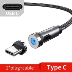 Essager 540 forgó mágneses kábel gyorstöltő mágneses töltő Micro USB Type C kábel mobiltelefon vezetékes kábel iPhone Xiaomihoz