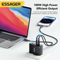 Essager 100 W GaN USB Type C Caricabatterie PD QC Quick Charge 4.0 3.0 Type C Ricarica Rapida iPhone 14 13 12 Xiaomi Macbookon