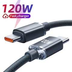 120 W-os USB Type C - Type C kábel iPhone 15 Pro Max PD gyorstöltő USB-C adatkábelhez Xiaomi 13 Oneplus POCO OPPO Samsung