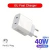 40 W USB C töltő Gyorstöltő Dual PD töltő C típusú gyorstöltő adapter iPhone Xiaomi Samsung Huawei telefonhoz