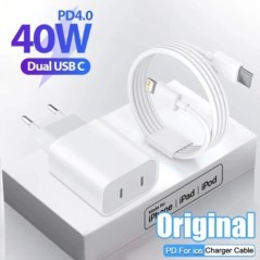 40 W USB C töltő Gyorstöltő Dual PD töltő C típusú gyorstöltő adapter iPhone Xiaomi Samsung Huawei telefonhoz