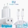 40 W USB C töltő Gyorstöltő Dual PD töltő C típusú gyorstöltő adapter iPhone Xiaomi Samsung Huawei telefonhoz