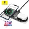 Baseus 20 W-os kettős vezeték nélküli töltő iPhone 15 14 Airpod Pro gyors Qi vezeték nélküli töltő Samsung Xiaomi 12 Pro töltőpa