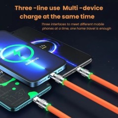 6A 120W 3in1 2in1 USB gyorstöltő kábel iPhone 14 Micro USB Type-C 8 tűs töltőkábel Huawei Samsung Xiaomi vezetékes kábelhez