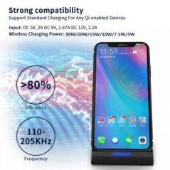 30 W-os Qi vezeték nélküli töltőállvány Gyorstöltő dokkolóállomás telefontartó iPhone Pro X XS Max XR Samsung Huawei Xiaomihoz