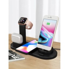 5 az 1-ben vezeték nélküli töltőállvány iPhone 15 14 13 12 11 X Apple Watch Airpods asztali telefontöltők gyorstöltő dokkoló áll