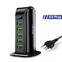 USLION 5 többportos USB töltő hub mobiltelefonhoz EU UK USA dugaszoló LED kijelző USB töltőállomás asztali dokkoló töltők