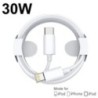 Eredeti 30 W-os PD gyorstöltő USB Type C - Lightning kábel Apple iPhone 14 13 12 11 töltő adatkábeles telefontartozékokhoz