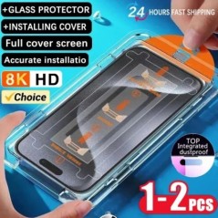 1-2db 8K oleofób bevonat pormentes telepítésű képernyővédő fólia iPhone 13 11 12 14 Pro Max Mini X XR 15 Anti Spy Glass készülék