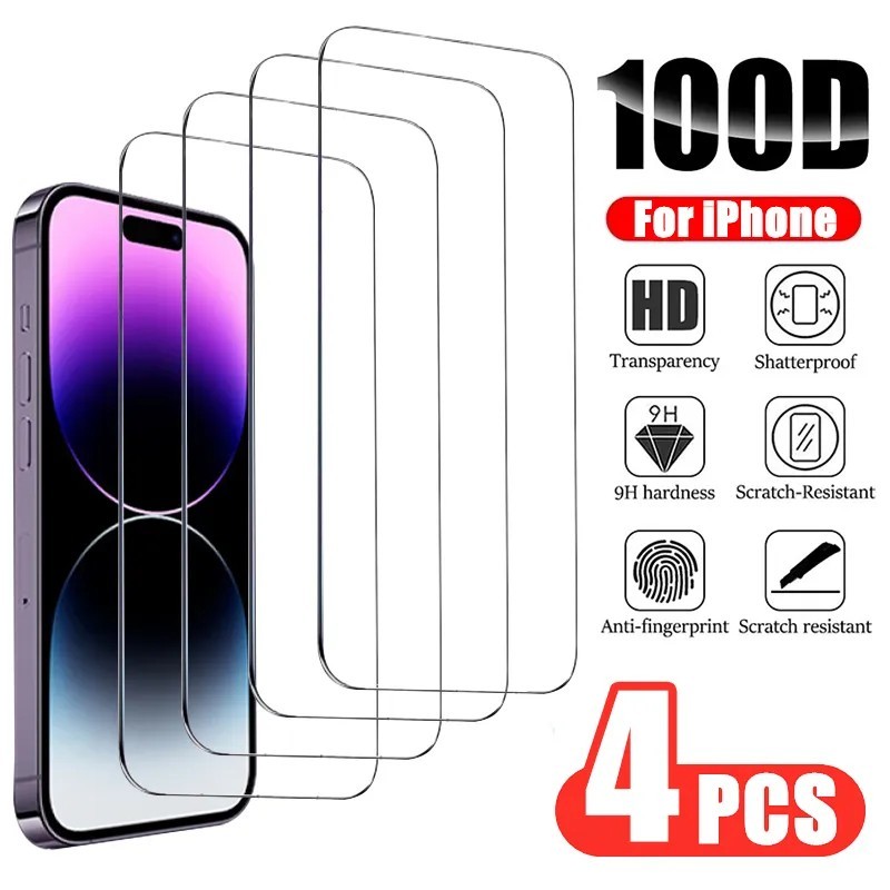 100D 4db teljes fedésű edzett üveg iPhone 14 13 12 Pro 15 Max 11 X XR XS Mini képernyővédő fólia iPhone 13 Pro Max Glass készülé