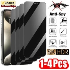 1-4db Anti-spy edzett üveg iPhone 15 14 13 12 11 Pro Max teljes fedelű adatvédelmi képernyővédő fólia iPhone 13 14 15 üveghez