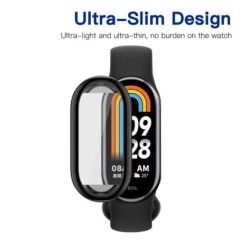 TPU puha védőburkolat Xiaomi Mi Band 8 tok teljes képernyővédő fóliával, lökhárítóval bevont tokok Mi Band 8 okosórához