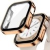 Üveg+tok Apple Watchhoz 7 8 45mm 41mm 44mm 40mm PC egyenes él Edzett képernyővédő burkolat iWatch sorozat 4 5 SE 6 7 8