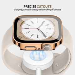 Üveg+tok Apple Watchhoz 7 8 45mm 41mm 44mm 40mm PC egyenes él Edzett képernyővédő burkolat iWatch sorozat 4 5 SE 6 7 8