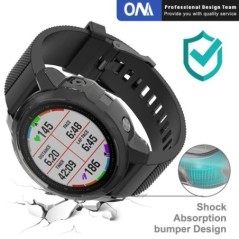 2 az 1-ben védőtok + képernyővédő fólia Garmin Fenix 7 7S 7X 6 6S 6X Pro 5 5S Smart Watch szilikon burkolathoz és edzett üveghez